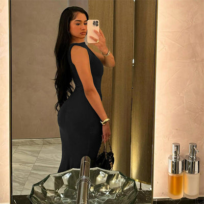 Sleeveless Pleated High Waist Slim Fit Dress