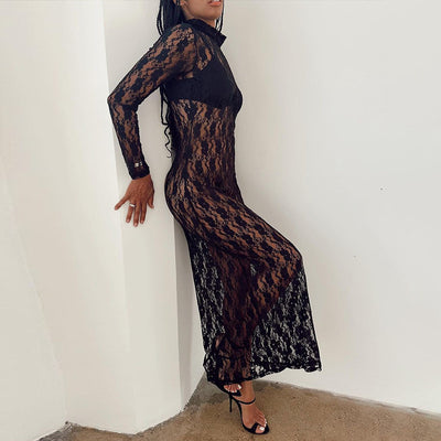 See-through Hollow Out Lace Dress Women