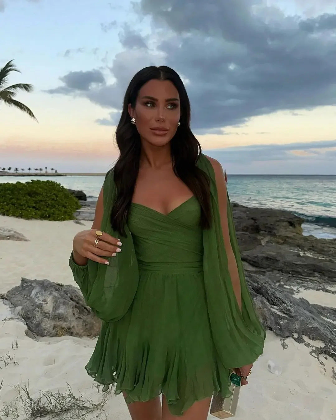 Mini Dress with Slit Sleeves