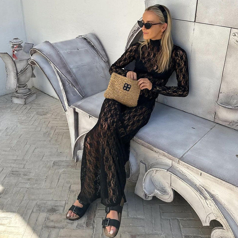 See-through Hollow Out Lace Dress Women