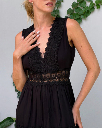 JOANNA™ | Sleeveless Midi Dress in Boho Style with Lace Details
