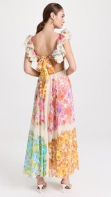 Raie Frill Shoulder Midi Dress